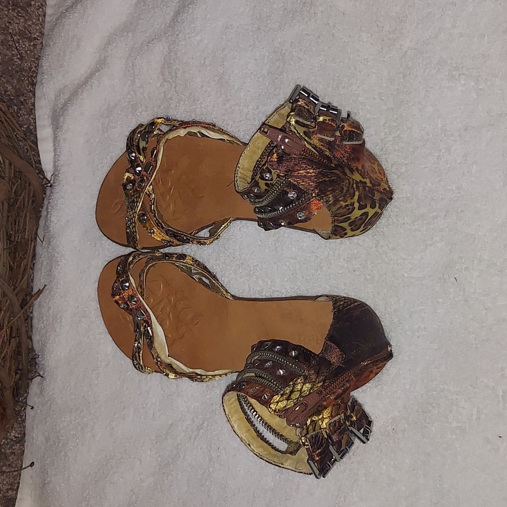 Leopard Rinestone Sandals Size 38 - Picture 4 of 4
